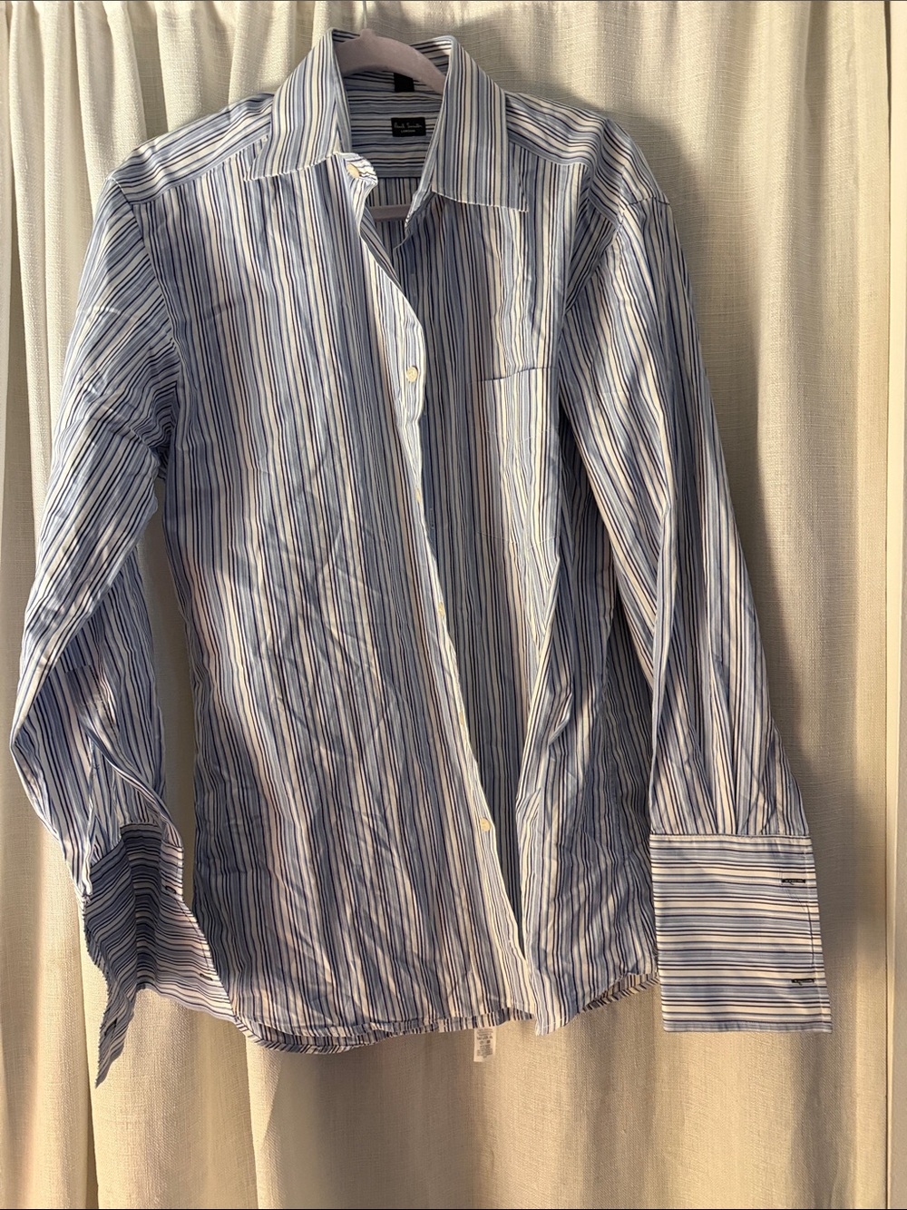 Paul Smith Blue, White & Light Gray Striped Dress Shirt